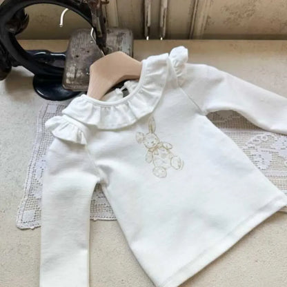 長袖ロンパース T-shirt / 66cm ラッフルフリル襟ロンパース/長袖Tシャツ【mh0011172】