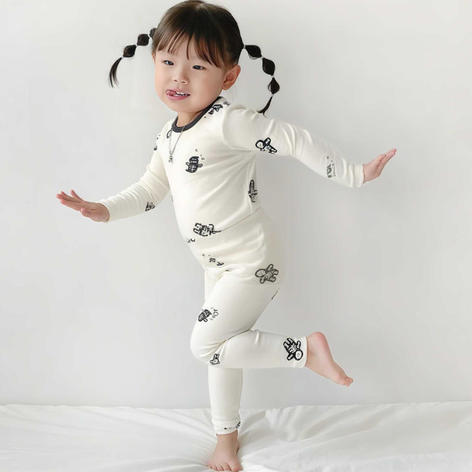 長袖ロンパース Tops + Pants Set / 66cm ハロウィンスケルトンプリントTシャツ+レギンスセット/ロンパース+ニット帽セット【mh0011188】