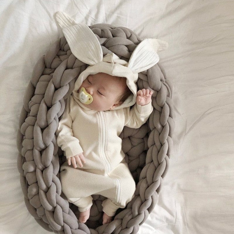 長袖ロンパース White / 66cm うさ耳フーディ長袖ロンパース【mh0011180】