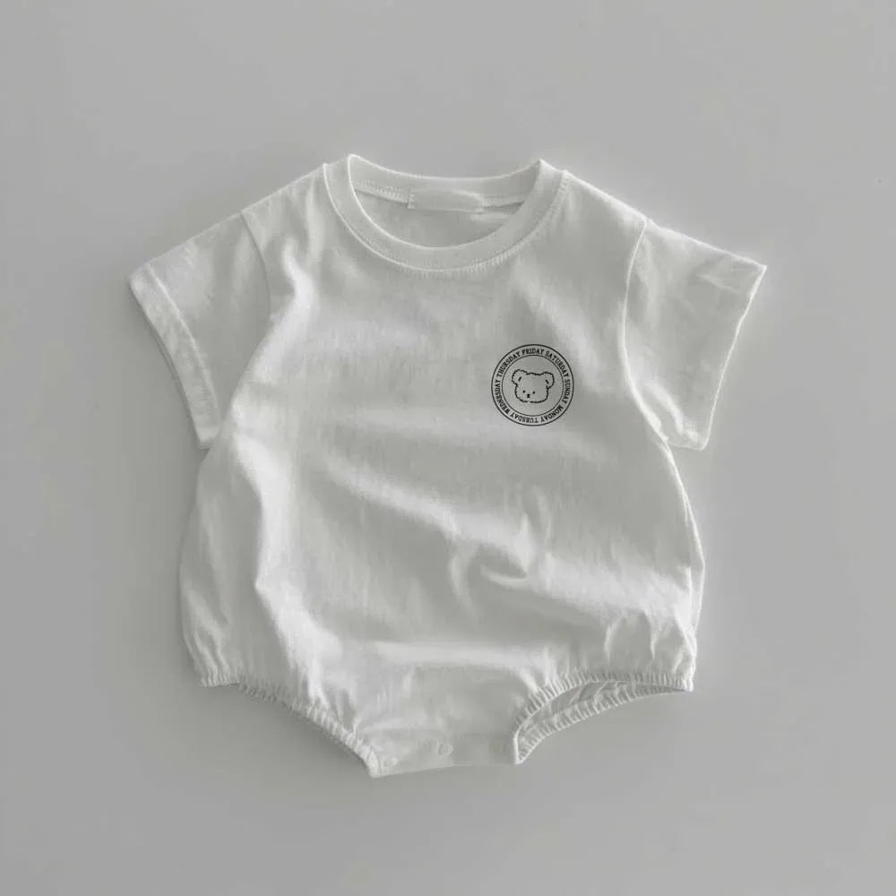 半袖ロンパース white bodysuit / 6M  66CM ベビートップス/ロンパース 半袖Tシャツ/半袖ボディスーツ ワンポイントロゴ 3カラー【mh0004844】