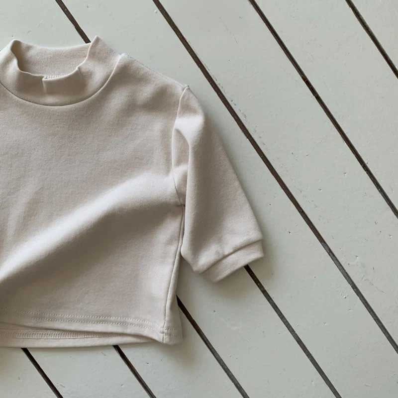 長袖Tシャツ Apricot / 73cm シンプルベーシックハイネック長袖Tシャツ【mh0011196】