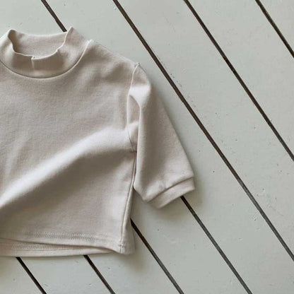 長袖Tシャツ Apricot / 73cm シンプルベーシックハイネック長袖Tシャツ【mh0011196】