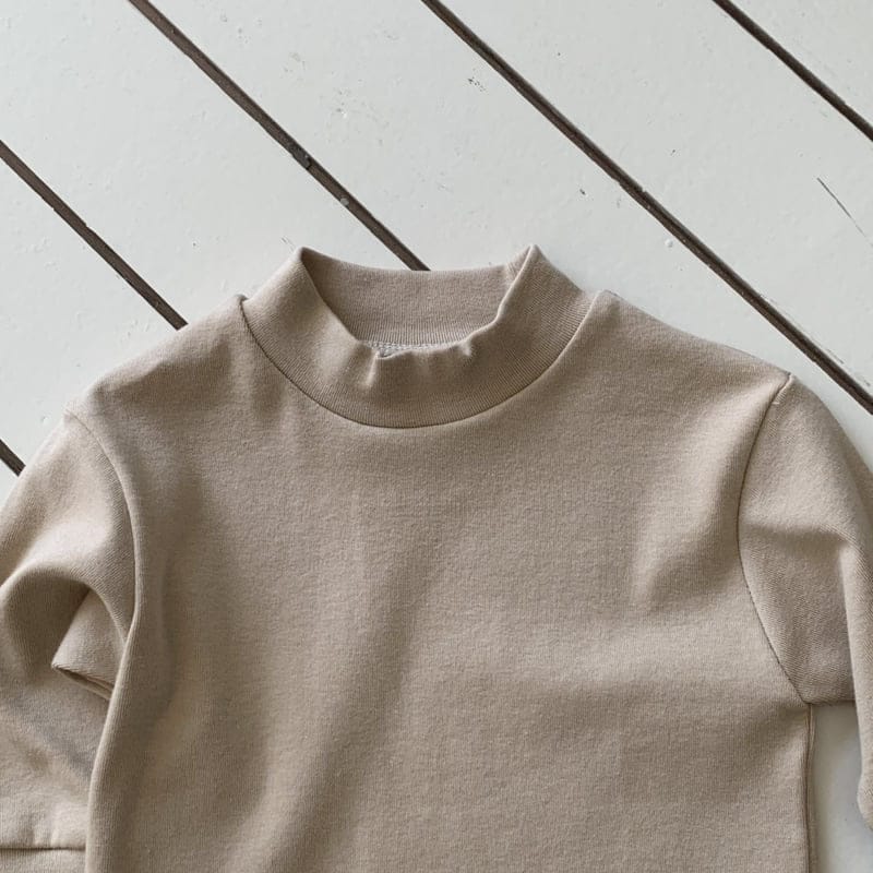 長袖Tシャツ Khaki / 73cm シンプルベーシックハイネック長袖Tシャツ【mh0011196】