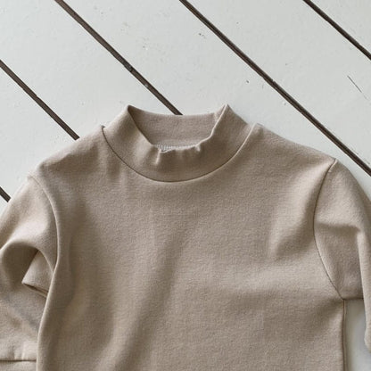 長袖Tシャツ Khaki / 73cm シンプルベーシックハイネック長袖Tシャツ【mh0011196】