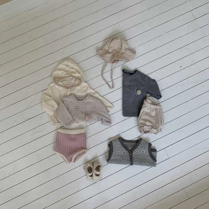 長袖Tシャツ ぽんぽん付きうさぎプリント長袖スウェットシャツ【mh0011197】