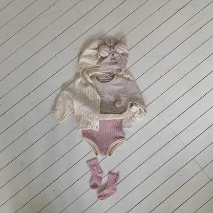 長袖Tシャツ ぽんぽん付きうさぎプリント長袖スウェットシャツ【mh0011197】