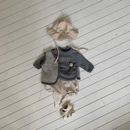 長袖Tシャツ ぽんぽん付きうさぎプリント長袖スウェットシャツ【mh0011197】