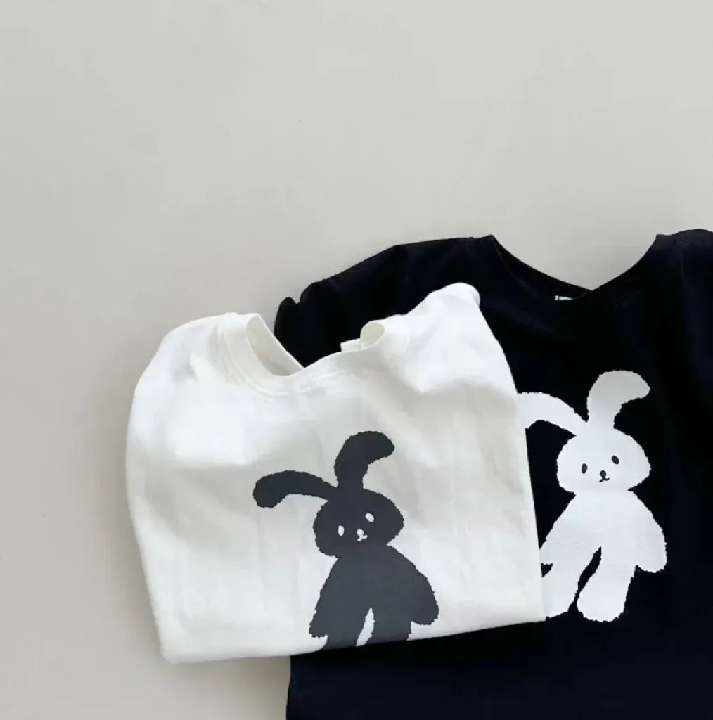 半袖Tシャツ ベビートップス 半袖プリントTシャツ うさぎバニー 2カラー【mh0005472】