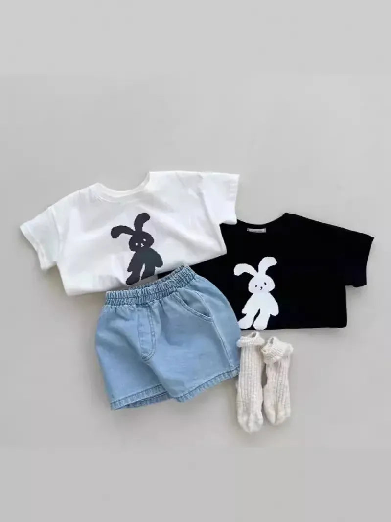 半袖Tシャツ ベビートップス 半袖プリントTシャツ うさぎバニー 2カラー【mh0005472】