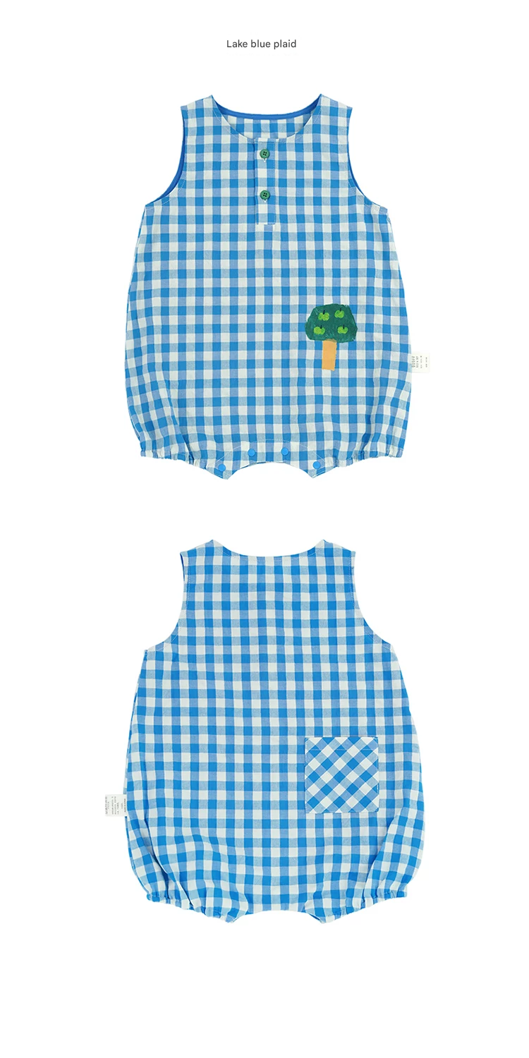 Gingham Sleeveless Jumpsuit Romper チェック ノースリーブロンパース【mh0013216】