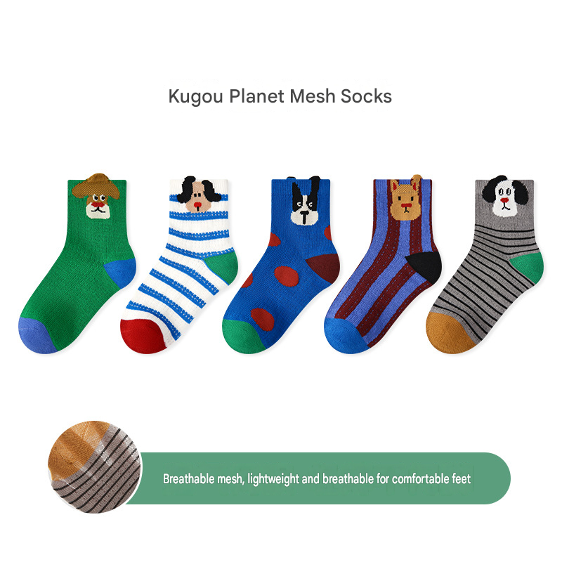 5-Pack Breathable Mesh Character Socks アニマル メッシュソックス 5足セット【mh0013541】