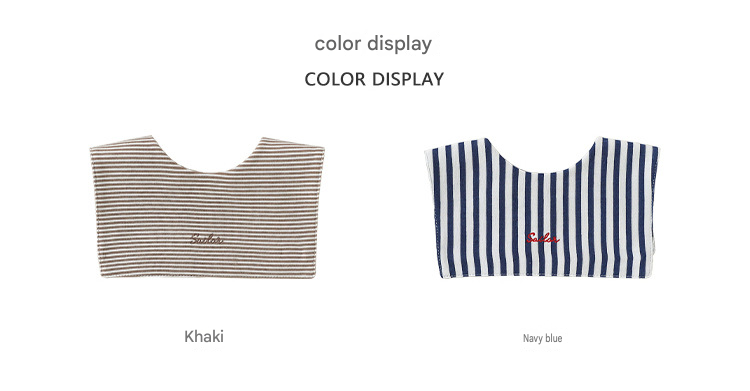 Embroidered Sailor Collar Striped Bib ボーダー セーラースタイ つけ襟【mh0013504】