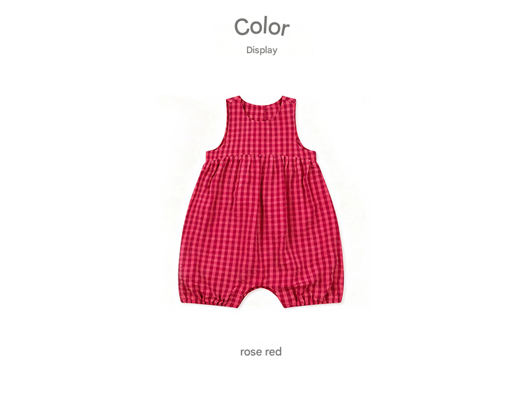 Sleeveless Plaid Gathering Romper チェック ノースリーブロンパース【mh0013495】