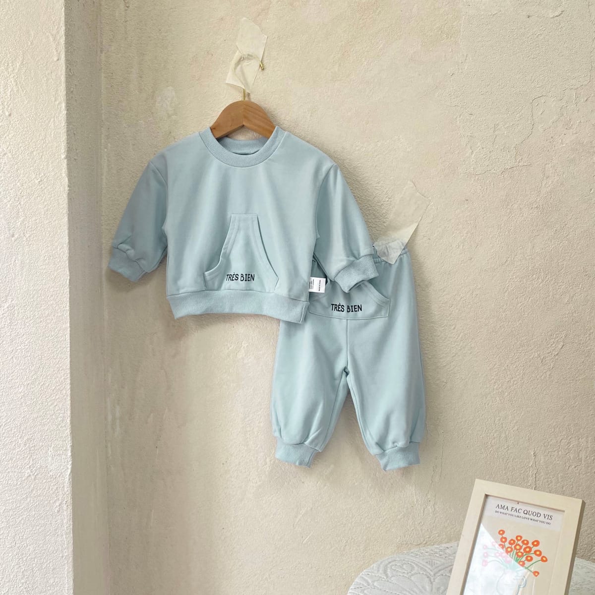 Triangle Pocket Sweatshirt & Shorts Set 三角ポケット スウェット セットアップ【mh0012685】 Gray Blue / 73cm BBAMMA 長袖セットアップ
