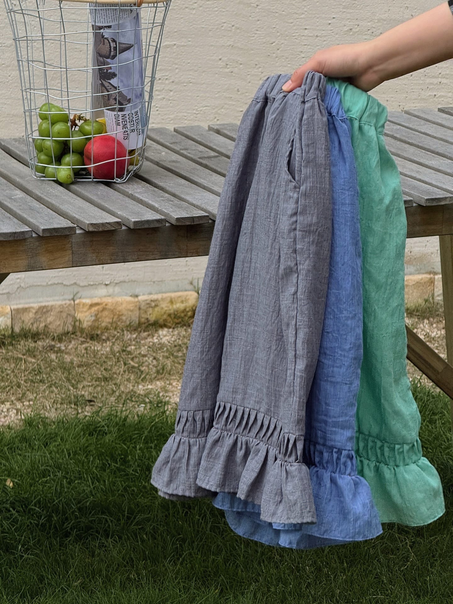 Tricolor Pure Cotton Ruffle Soft Casual Long Pants ラッフル ロングパンツ【mh0013406】 Jianzidan ロングパンツ・スウェットパンツ