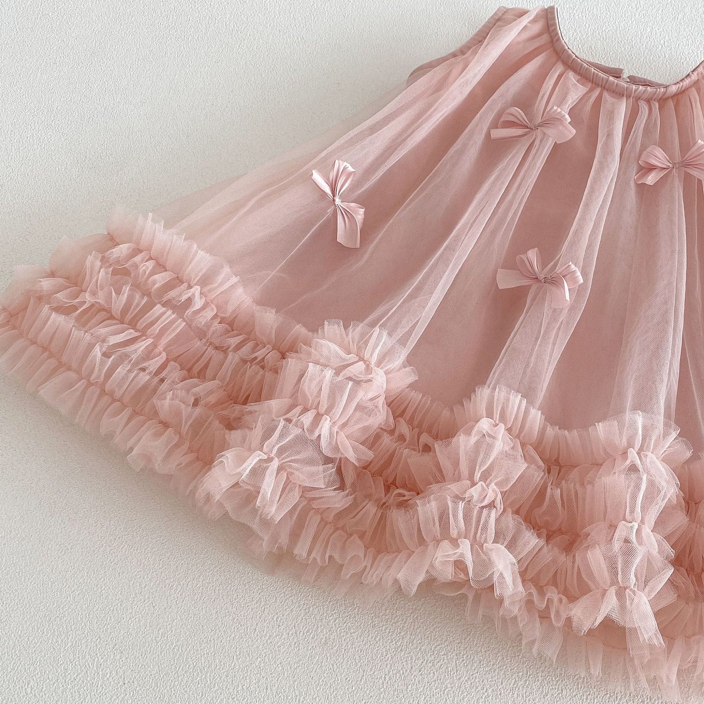 Tulle Bow Mesh Princess Dress チュール リボン ノースリーブ ワンピース【mh0012709】 angou ノースリーブワンピース