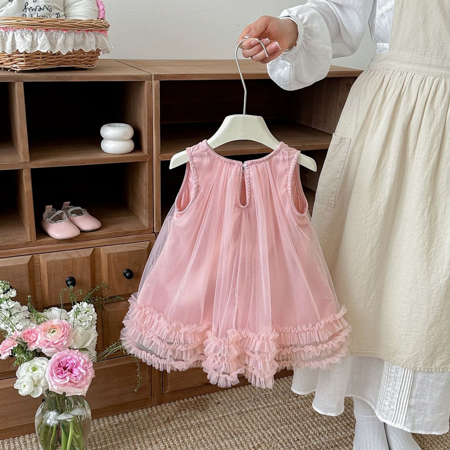 Tulle Bow Mesh Princess Dress チュール リボン ノースリーブ ワンピース【mh0012709】 angou ノースリーブワンピース