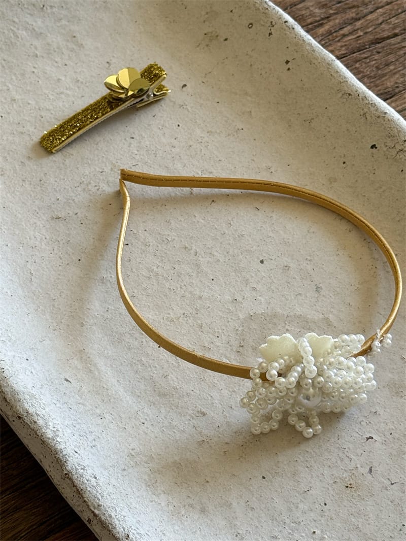 Tulle Rhinestone Flower Headband フラワー ビーズ カチューシャ【mh0012785】 Chengle ヘアアクセサリー