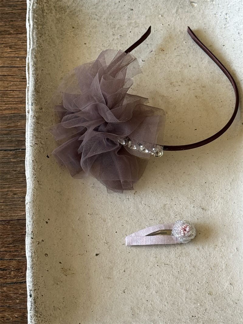 Tulle Rhinestone Flower Headband フラワー ビーズ カチューシャ【mh0012785】 Chengle ヘアアクセサリー