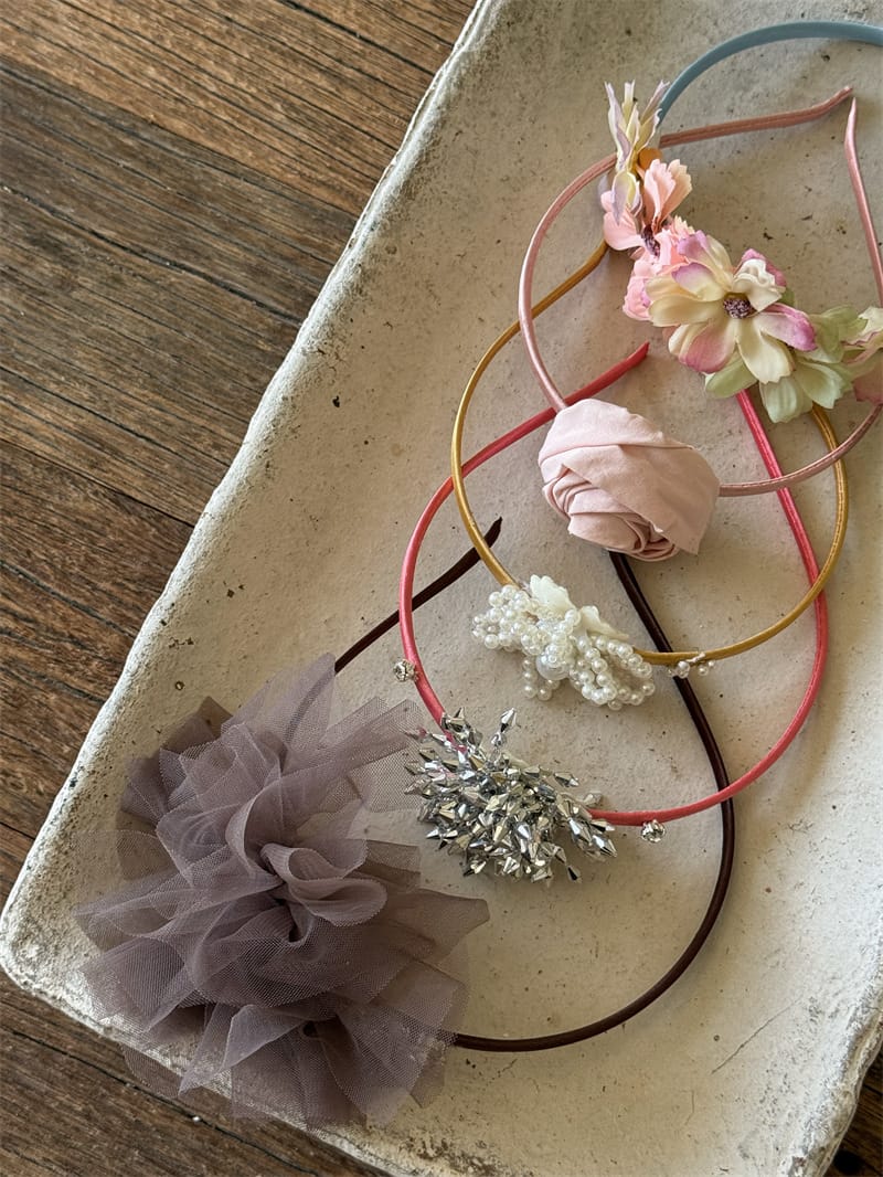 Tulle Rhinestone Flower Headband フラワー ビーズ カチューシャ【mh0012785】 Chengle ヘアアクセサリー