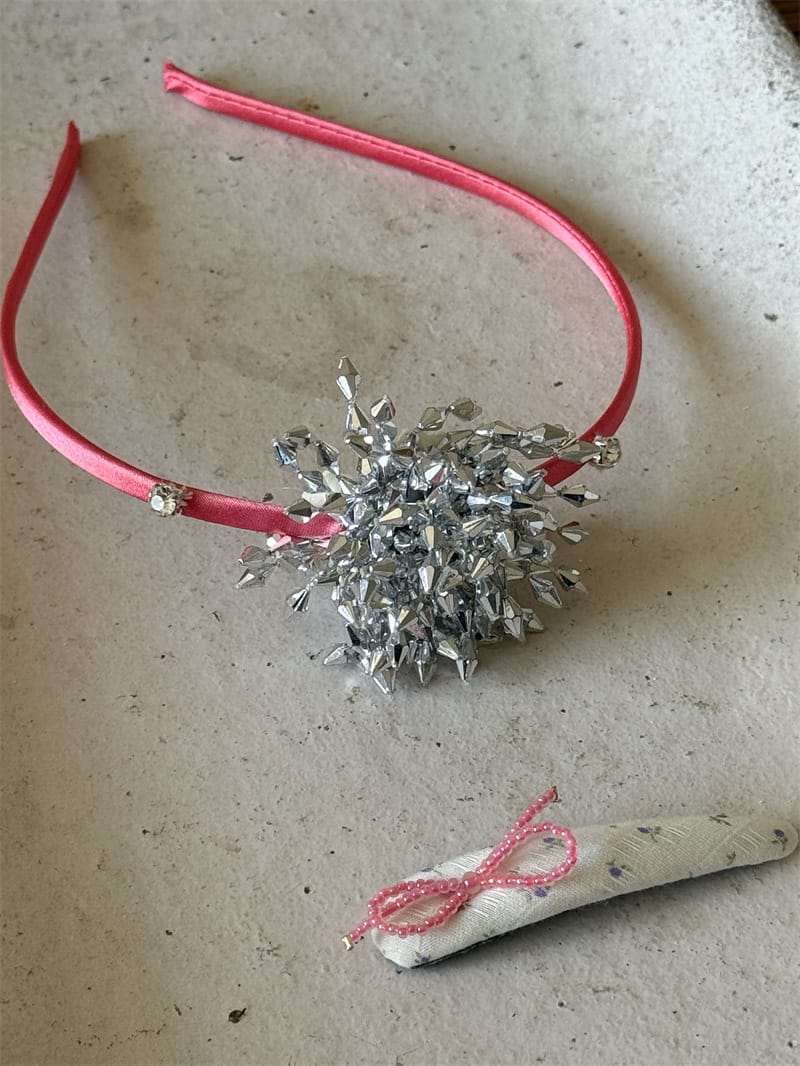 Tulle Rhinestone Flower Headband フラワー ビーズ カチューシャ【mh0012785】 Chengle ヘアアクセサリー