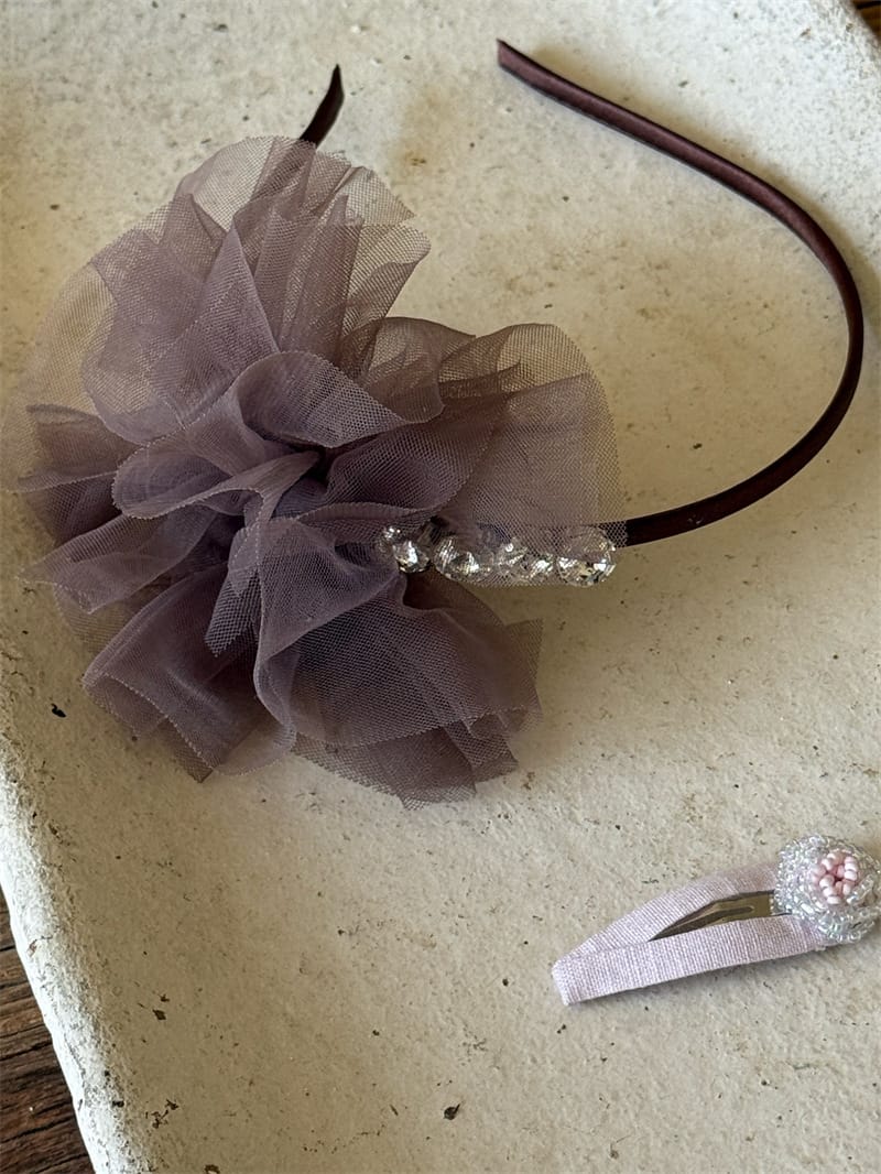 Tulle Rhinestone Flower Headband フラワー ビーズ カチューシャ【mh0012785】 Chengle ヘアアクセサリー