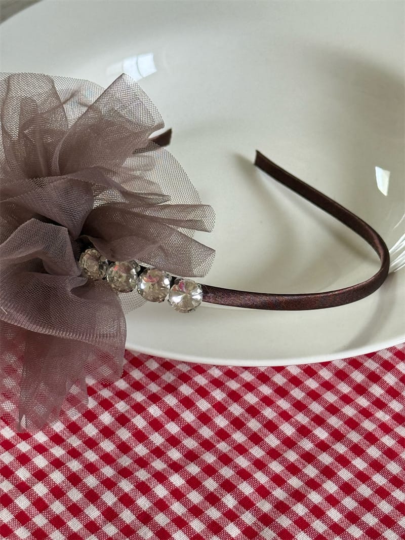 Tulle Rhinestone Flower Headband フラワー ビーズ カチューシャ【mh0012785】 Chengle ヘアアクセサリー