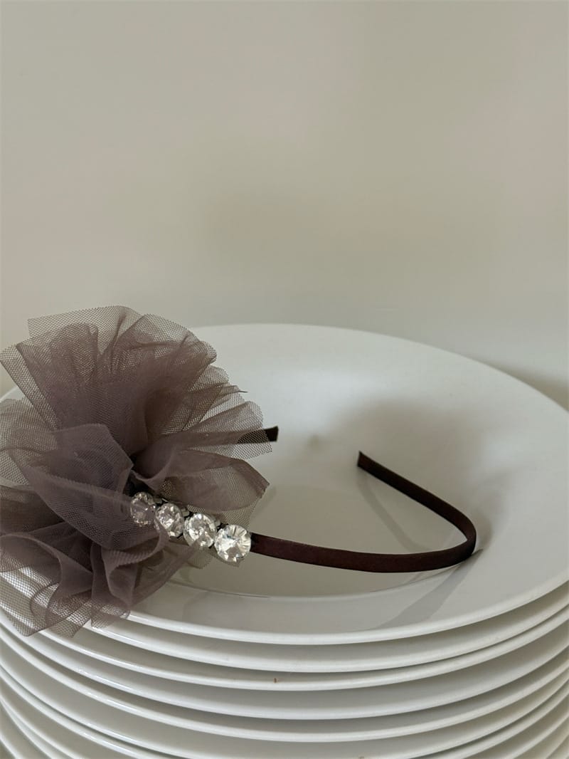 Tulle Rhinestone Flower Headband フラワー ビーズ カチューシャ【mh0012785】 Chengle ヘアアクセサリー