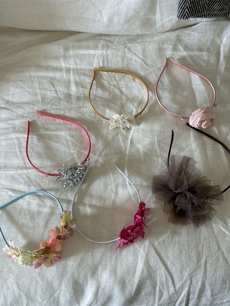 Tulle Rhinestone Flower Headband フラワー ビーズ カチューシャ【mh0012785】 Chengle ヘアアクセサリー