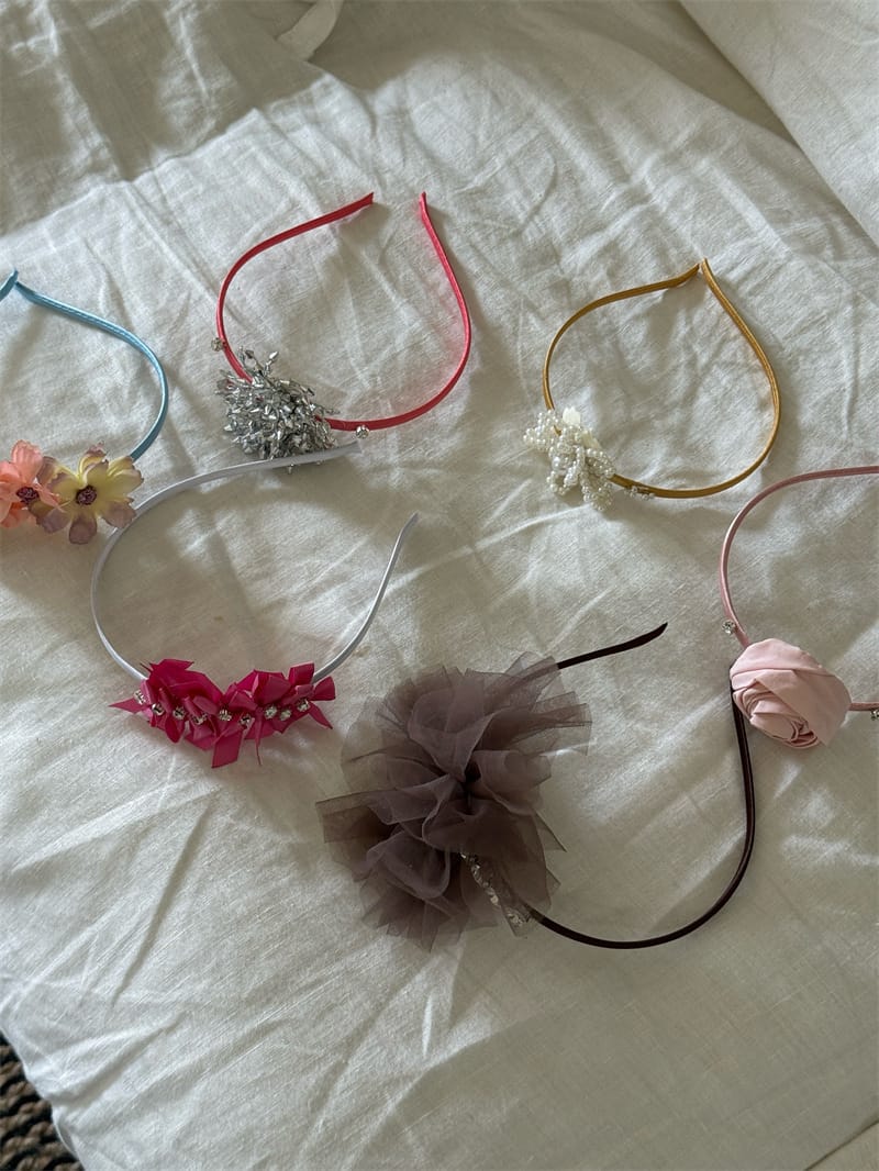Tulle Rhinestone Flower Headband フラワー ビーズ カチューシャ【mh0012785】 Chengle ヘアアクセサリー