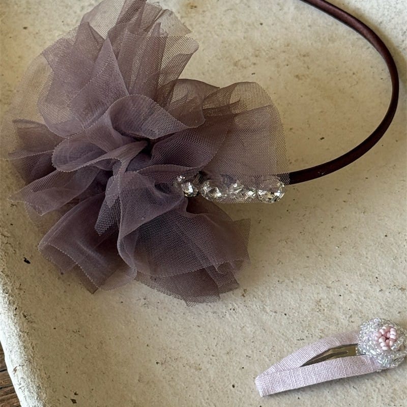 Tulle Rhinestone Flower Headband フラワー ビーズ カチューシャ【mh0012785】 Chengle ヘアアクセサリー