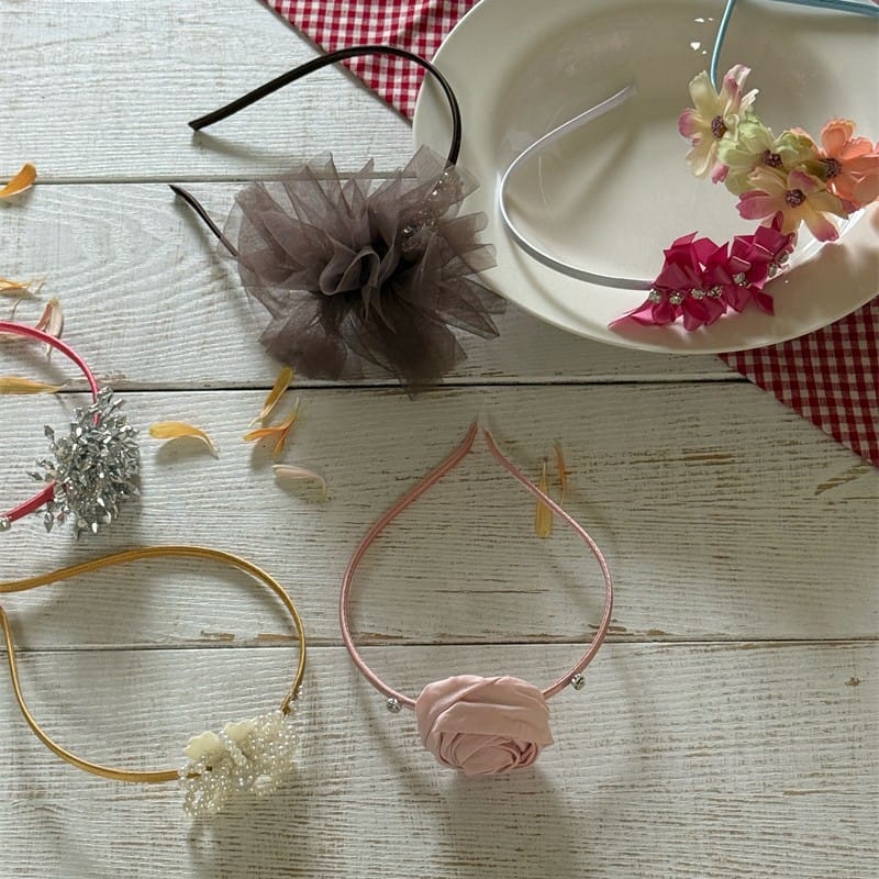 Tulle Rhinestone Flower Headband フラワー ビーズ カチューシャ【mh0012785】 Chengle ヘアアクセサリー