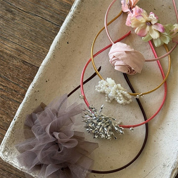 Tulle Rhinestone Flower Headband フラワー ビーズ カチューシャ【mh0012785】 Chengle ヘアアクセサリー