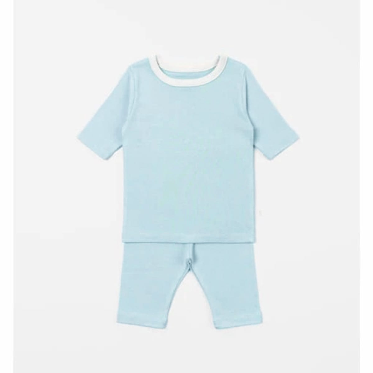 Two-Tone Minimalist Loungewear Set 半袖Tシャツ クロップドパンツ ルームウエア【mh0013610】 Light Blue / 66cm BBAMMA 半袖パジャマ