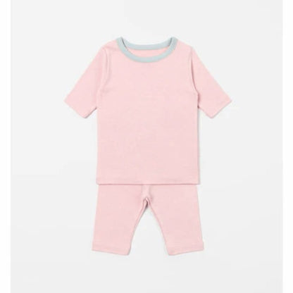 Two-Tone Minimalist Loungewear Set 半袖Tシャツ クロップドパンツ ルームウエア【mh0013610】 Light Pink / 66cm BBAMMA 半袖パジャマ