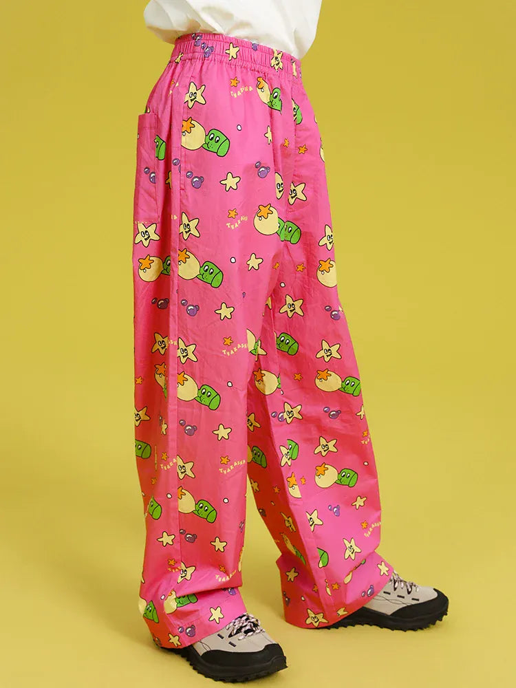 ロングパンツ・スウェットパンツ TYAKASHA KIDS カラフルプリントピンクロングルーズパンツ【mh0010088】