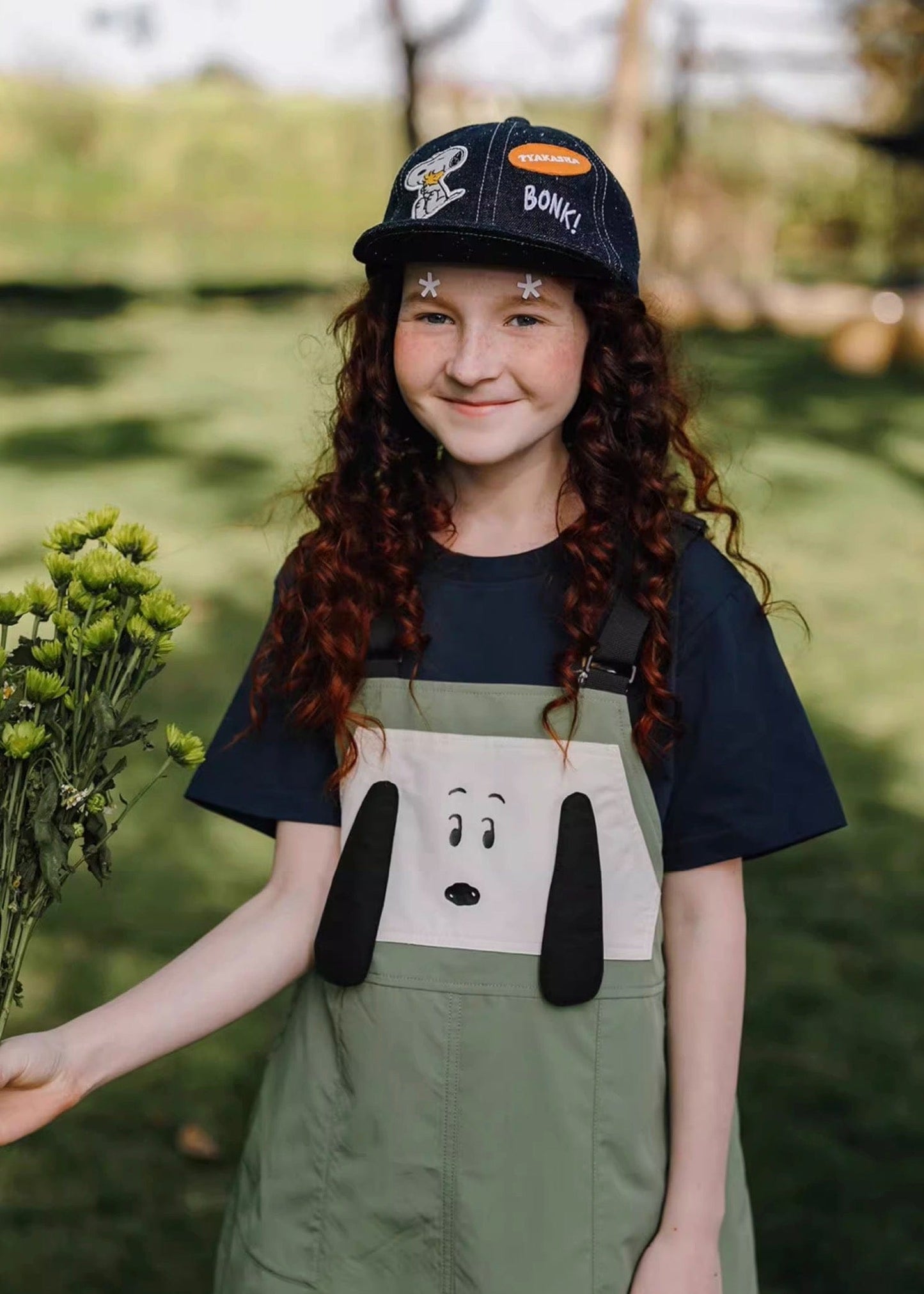 ノースリーブワンピース TYAKASHA KIDS x PEANUTS サスペンダーオーバーオールスカート【mh0010077】