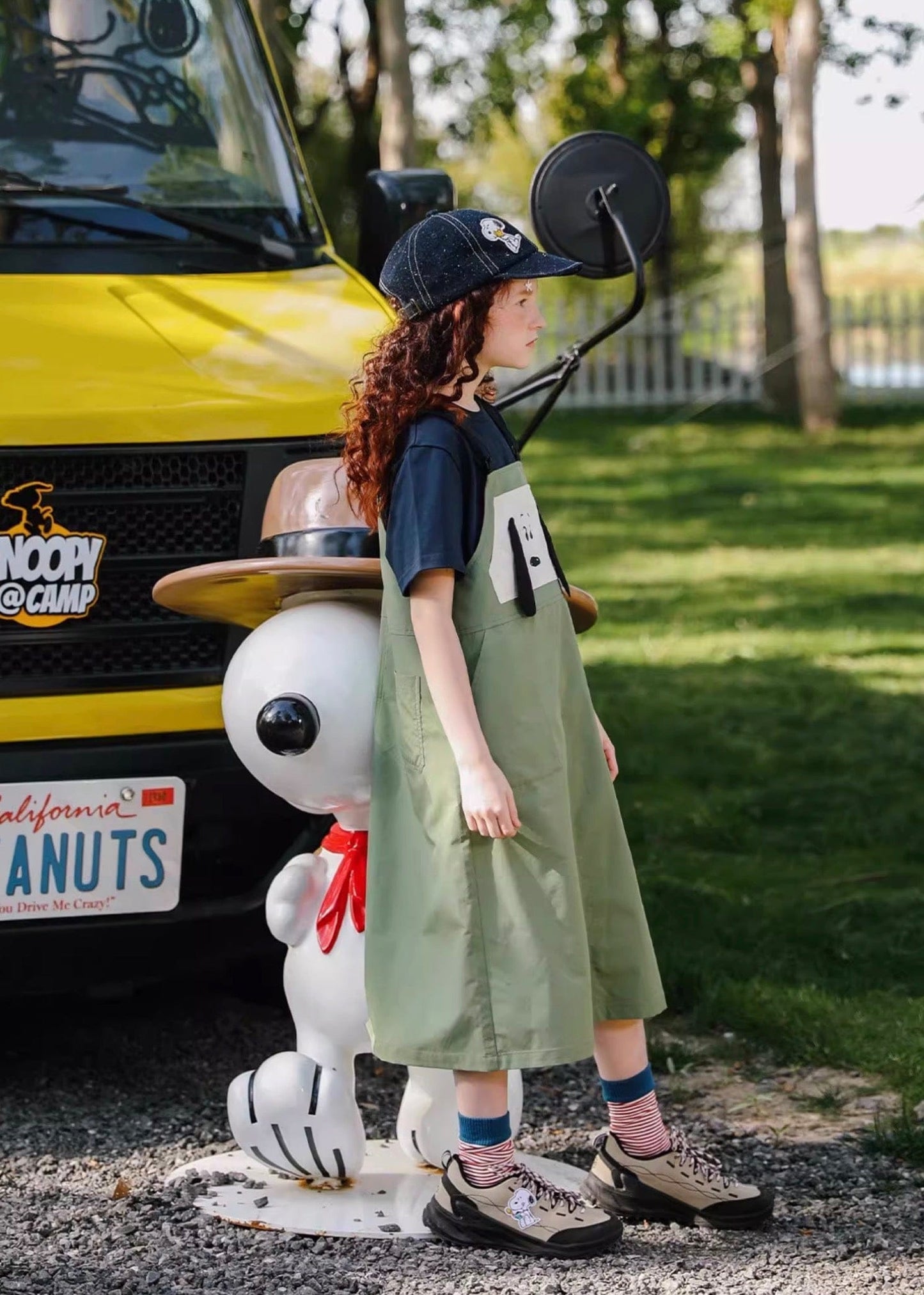 ノースリーブワンピース TYAKASHA KIDS x PEANUTS サスペンダーオーバーオールスカート【mh0010077】