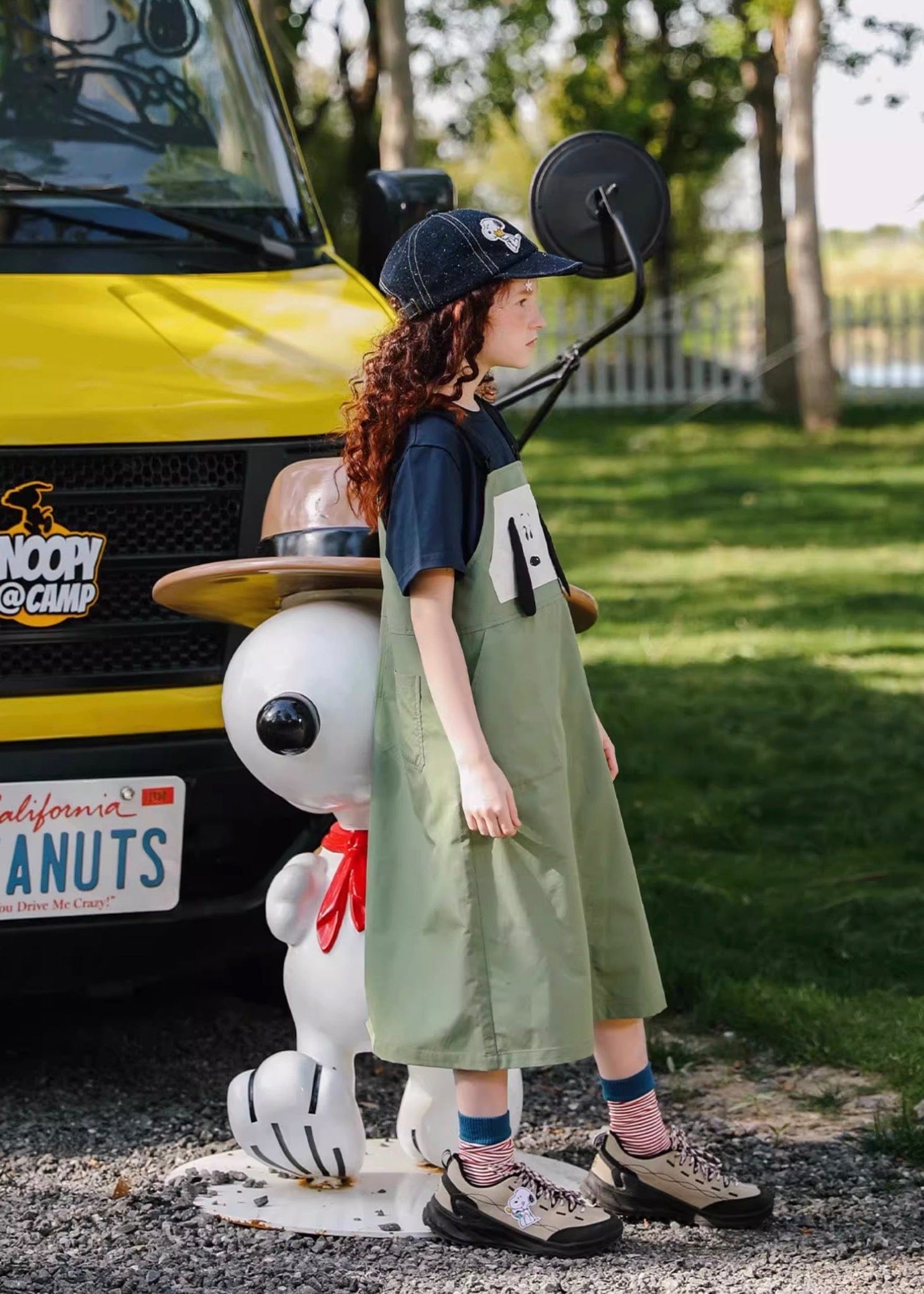 ノースリーブワンピース TYAKASHA KIDS x PEANUTS サスペンダーオーバーオールスカート【mh0010077】