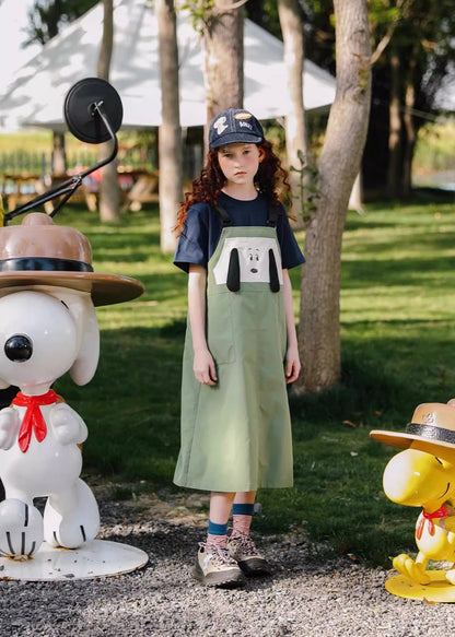 ノースリーブワンピース TYAKASHA KIDS x PEANUTS サスペンダーオーバーオールスカート【mh0010077】