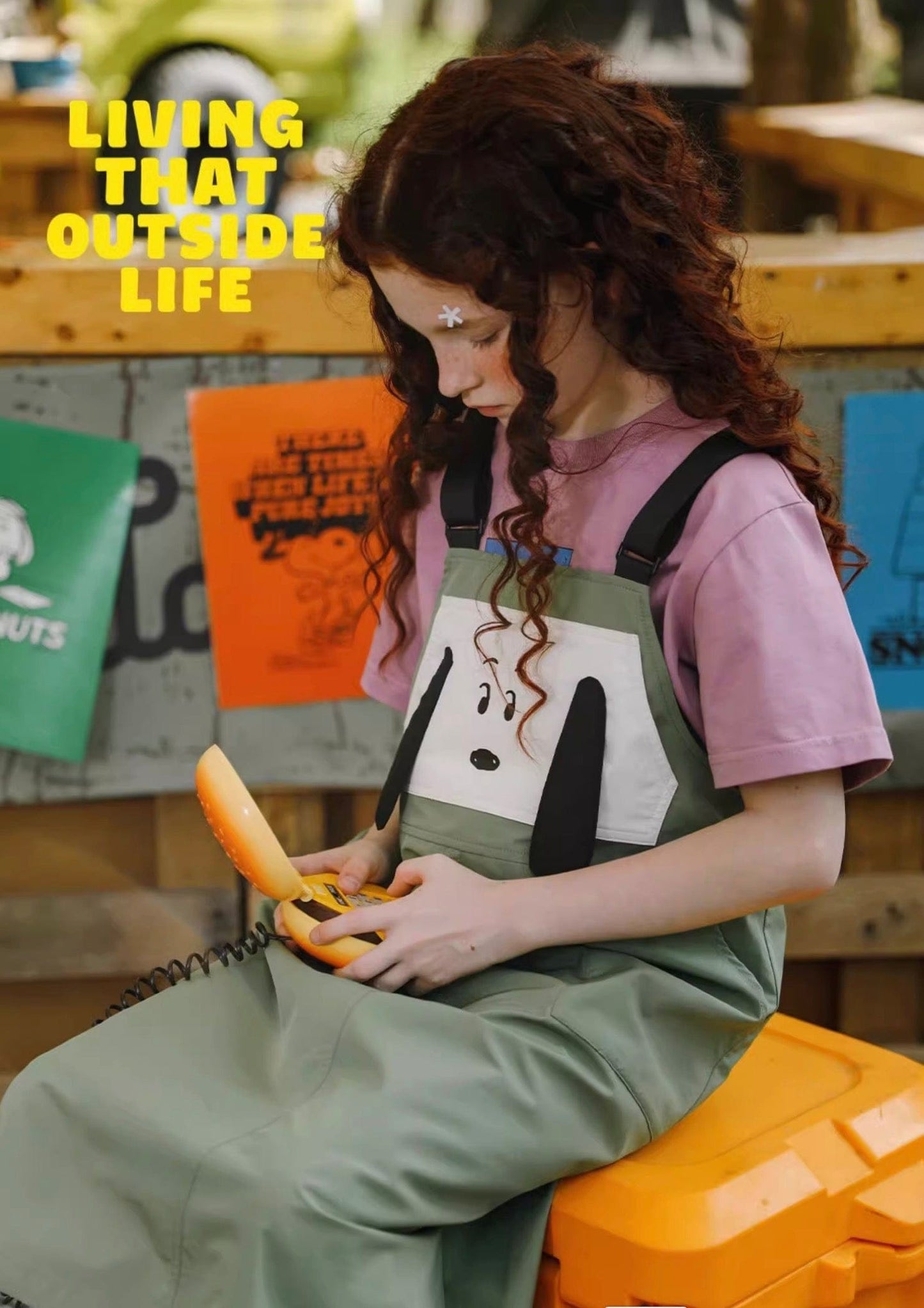 ノースリーブワンピース TYAKASHA KIDS x PEANUTS サスペンダーオーバーオールスカート【mh0010077】