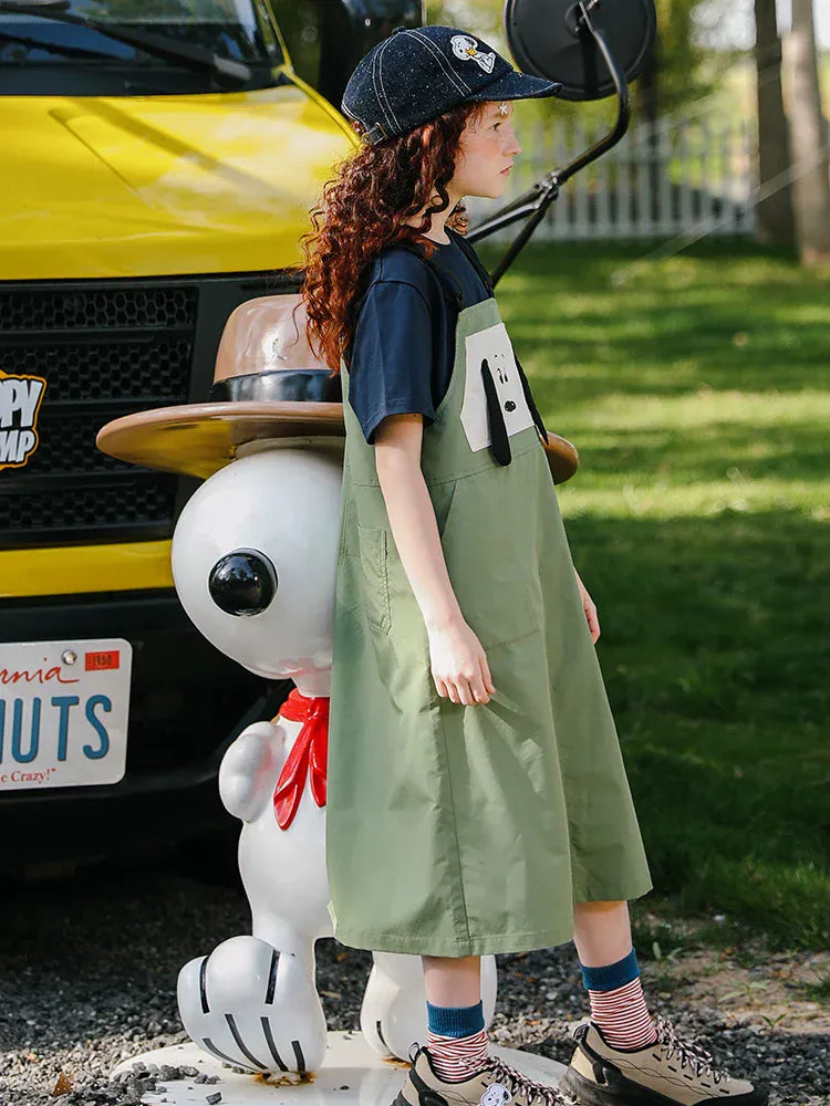 ノースリーブワンピース TYAKASHA KIDS x PEANUTS サスペンダーオーバーオールスカート【mh0010077】