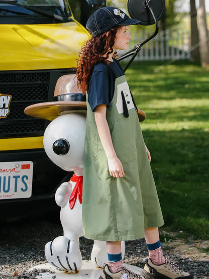 ノースリーブワンピース TYAKASHA KIDS x PEANUTS サスペンダーオーバーオールスカート【mh0010077】