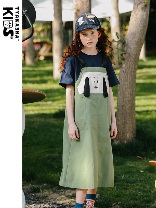 ノースリーブワンピース TYAKASHA KIDS x PEANUTS サスペンダーオーバーオールスカート【mh0010077】