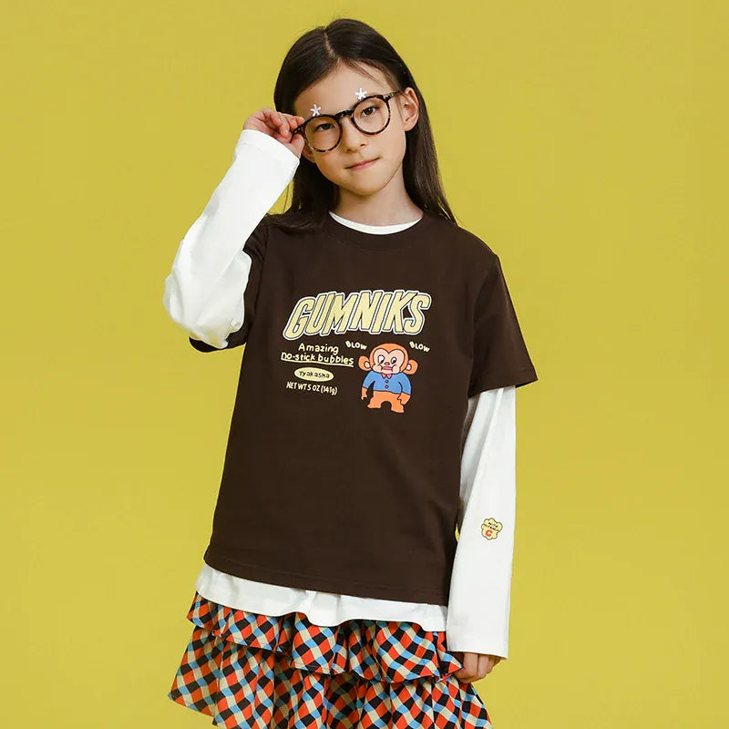半袖Tシャツ Brown / 120cm TYAKASHA KIDS プリントルーズ半袖Tシャツ【mh0010092】