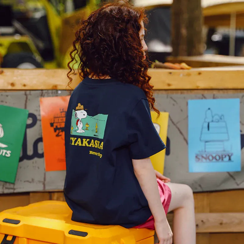 半袖Tシャツ Navy / 120cm TYAKASHA KIDS x PEANUTS プリント半袖Tシャツ【mh0010091】