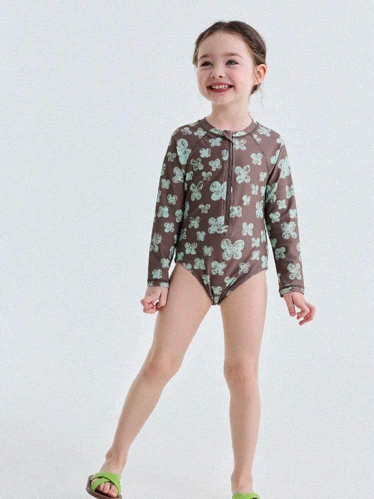 UPF50+ Sunscreen Long-Sleeved One-Piece Swimsuit ラッシュガード 長袖水着【mh0013191】 yunerma ベビー用水着