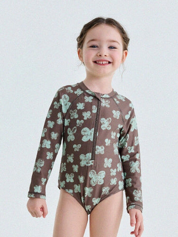 UPF50+ Sunscreen Long-Sleeved One-Piece Swimsuit ラッシュガード 長袖水着【mh0013191】 yunerma ベビー用水着