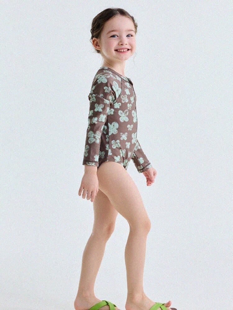 UPF50+ Sunscreen Long-Sleeved One-Piece Swimsuit ラッシュガード 長袖水着【mh0013191】 yunerma ベビー用水着