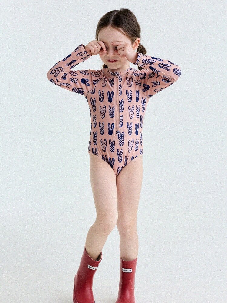 UPF50+ Sunscreen Long-Sleeved One-Piece Swimsuit ラッシュガード 長袖水着【mh0013191】 yunerma ベビー用水着